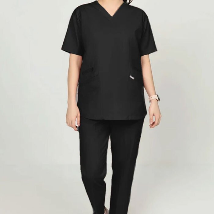 Umbra-Black Cotton Blended Scrubs - Image 1