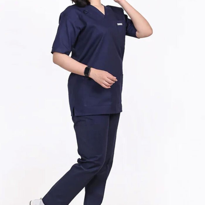 Prudence- Navy Blue Wrinkle Free Unisex Scrubs - Image 1