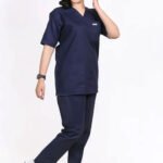 Prudence- Navy Blue Wrinkle Free Unisex Scrubs - Image 3