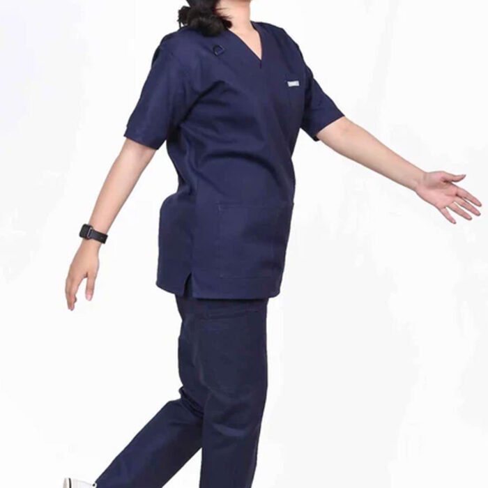 Prudence- Navy Blue Wrinkle Free Unisex Scrubs - Image 4