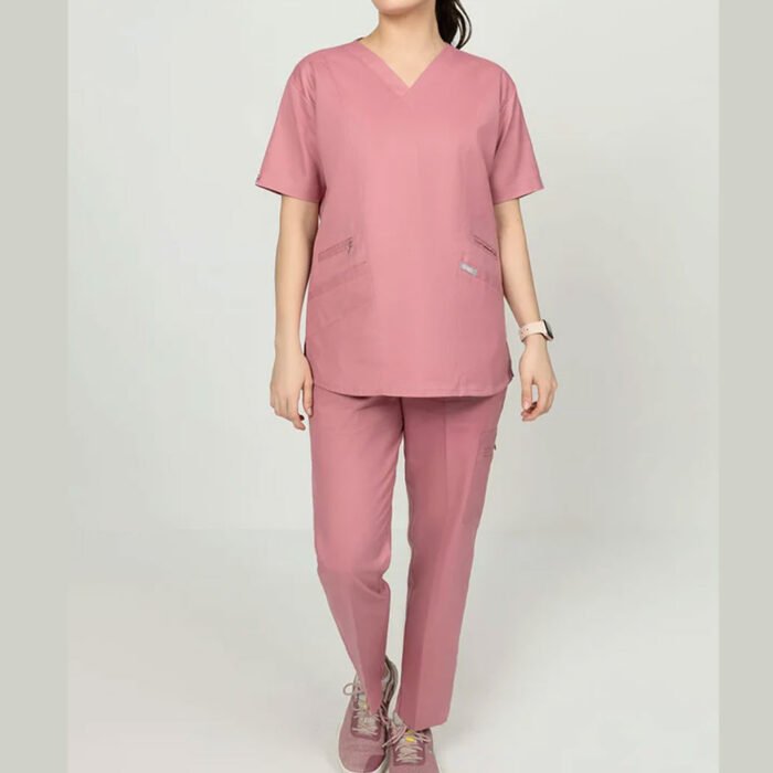Lumiere- Pink Cotton Blended Scrubs - Image 1