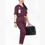 Chic Fit-Maroon Scrubs Straight Bottoms