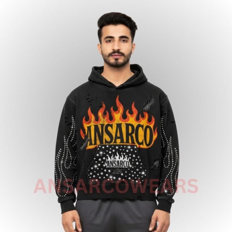 Custom Made Hoodie (Screen Printing, Rhinestones, Distressed/Ripped, Private Label) Factory manufacturer